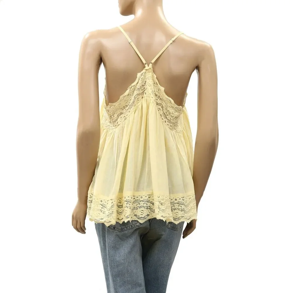 Intimately Free People Fiona Cami Blouse Top Tank Sleeveless Lace Slip M 288581